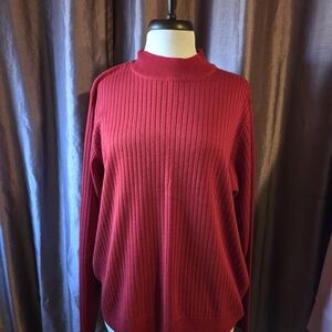 Sag Harbor Ribbed Cowl Neck Sweater in Deep Red